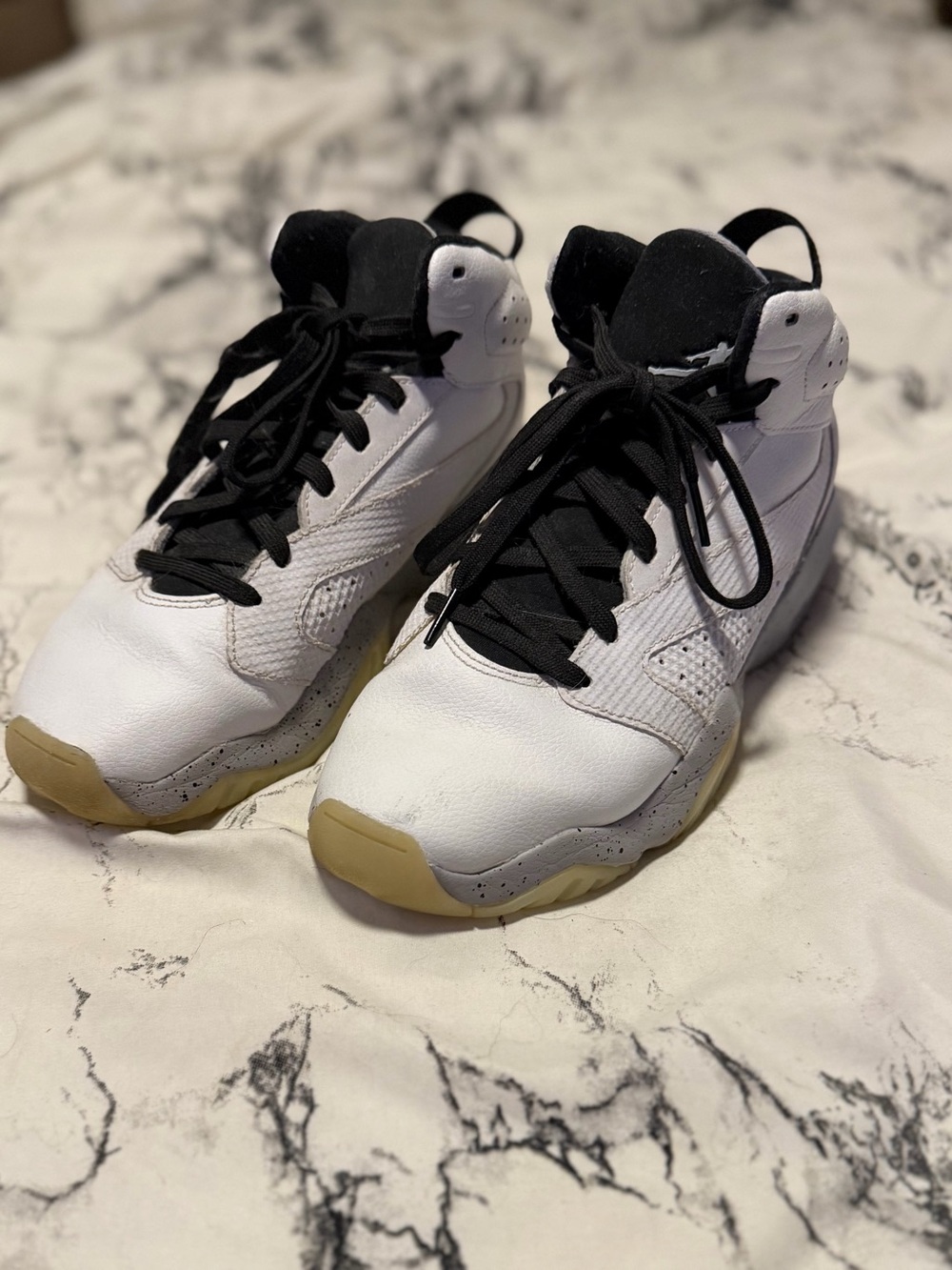 Jordan Women's or Men's  White and Black High-Top Sneakers with Gum Sole